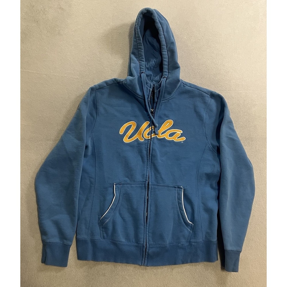 VTG UCLA Bruins Hoodie Mens Size Large Blue Full Zip Embroidered Long Sleeve Y2K